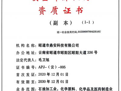 安全評價機構資質證書